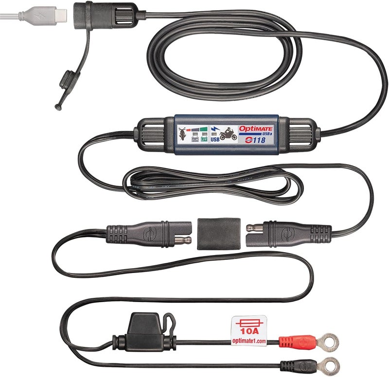 OptiMate USB O-118, Smart in-line 3300mA Motorcycle USB-C Charger, with Standby Mode and Vehicle Battery Monitor - Image 2
